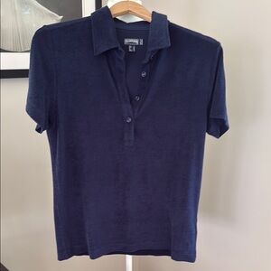 VILEBREQUIN Towelling Blue Terry Short-Sleeve Button Down Women’s Size US 10
